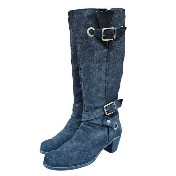 Tall Riding Boots KneeHigh Cordani Orlando Sz EU40 US 9 Black Suede Leather Moto - Picture 2 of 13